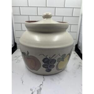 Chatham Pottery Stoneware Cookie Jar Country Harvest Fruit 1980’s